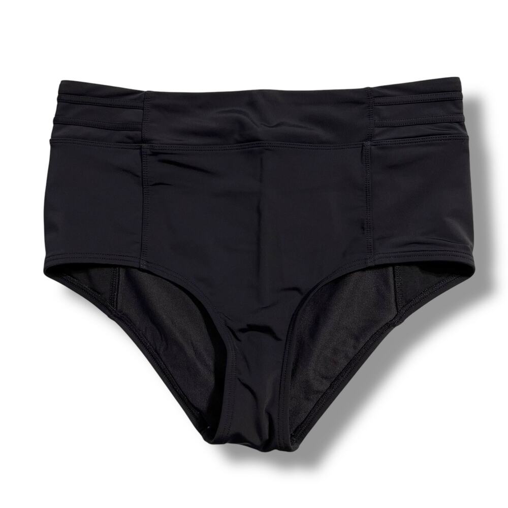 Lole Womens High Waist Swimsuit Bikini Bottoms Solid Black Large